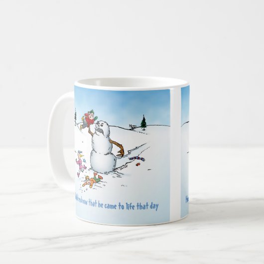 Killer Snowman Funny Cartoon Kaffeetasse (Vorderseite Links)