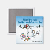 Killer Snowman Funny Cartoon Magnet (Vorderseite/Rückseite)