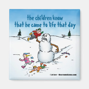 Killer Snowman Funny Cartoon Magnet