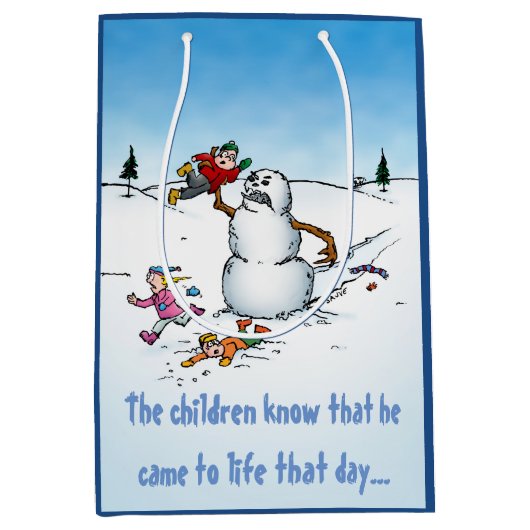Killer Snowman Funny Cartoon Weihnachtsgeschenk Ta Mittlere Geschenktüte (Vorderseite)