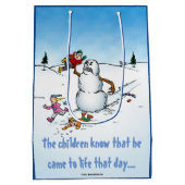 Killer Snowman Funny Cartoon Weihnachtsgeschenk Ta Mittlere Geschenktüte (Rückseite)
