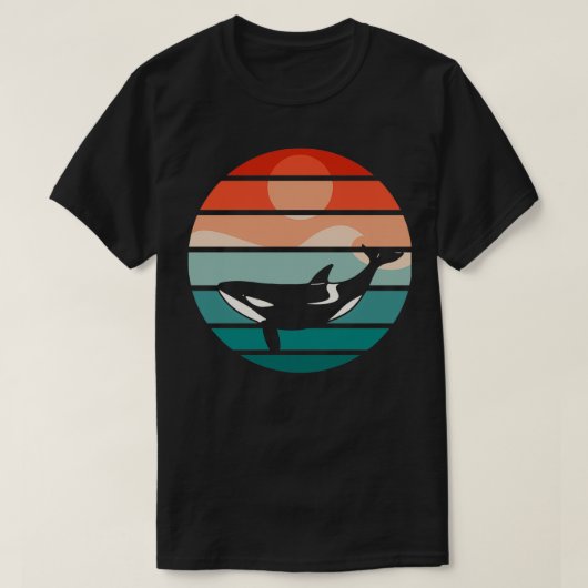 Killer Wal Retro Sonnenuntergang T-Shirt (Design vorne)