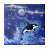 Killer Whale auf Blue Full Moon Keramik Tile Fliese (Vorderseite)