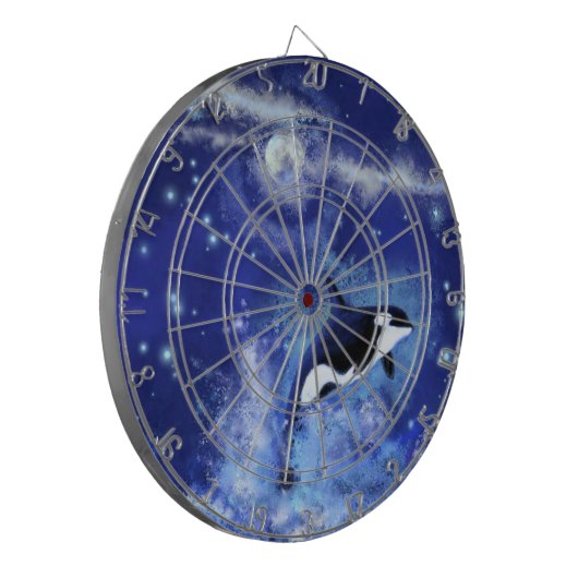 Killer Whale auf Vollmond Dart Board - Blau Dartscheibe (Vorderseite Links)