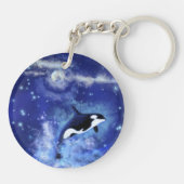Killer Whale auf Vollmond-Schlüsselanhänger Schlüsselanhänger (Rückseite)