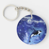 Killer Whale auf Vollmond-Schlüsselanhänger Schlüsselanhänger (Vorderseite)