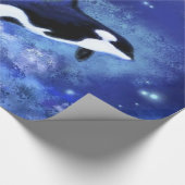Killer Whale auf Vollmond Wrapping Paper Malerei Geschenkpapier (Ecke)