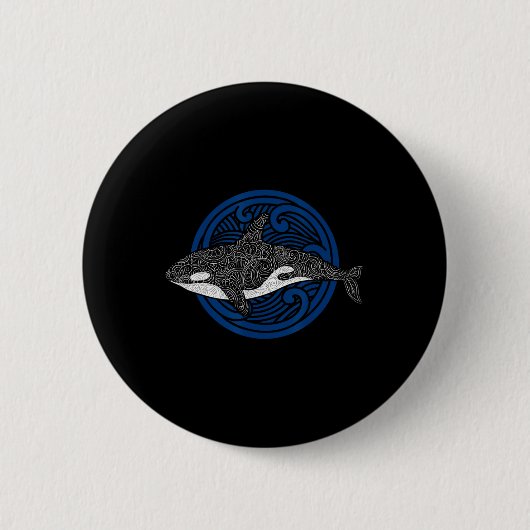 Killer Whale Design Ocean Waves Men Boys Kinder Or Button (Vorderseite)