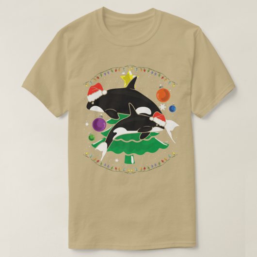 Killer Whale Familie Weihnachtsbaum T-Shirt (Design vorne)