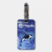 Killer Whale Gepäck Tag Blue Vollmond Gepäckanhänger (Rückseite vertikal)