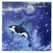 Killer Whale Keramik Tile Blue Vollmond Fliese (Vorderseite)