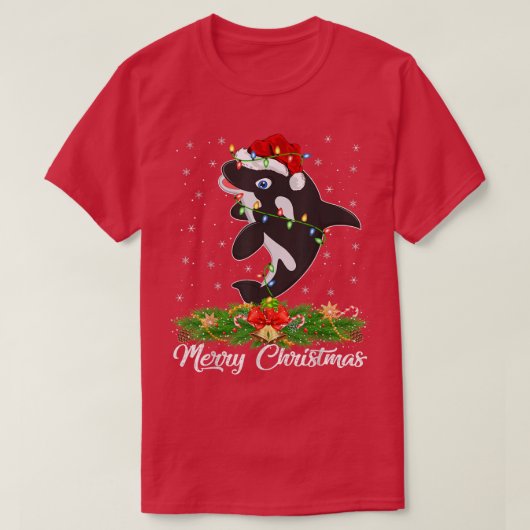 Killer Whale Lover Matching Weihnachtsmannmütze Ki T-Shirt (Design vorne)