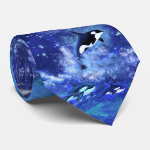 Killer Whale Ocean Blue Neck Tie Krawatte