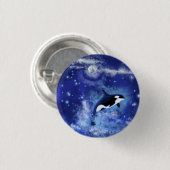 Killer Whale on Full Moon - Kunst Zeichnend Button (Vorne & Hinten)