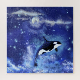 Killer Whale Schwimmen auf Vollmond Puzzle Malerei