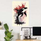 Killer Whale Tinte Malerei Poster (Heimbüro)