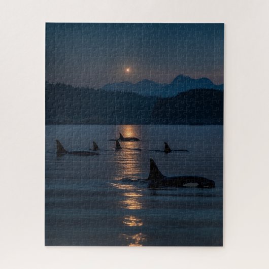 Killer Whales at Night - Orca Jigsaw Puzzle (Vertikal)