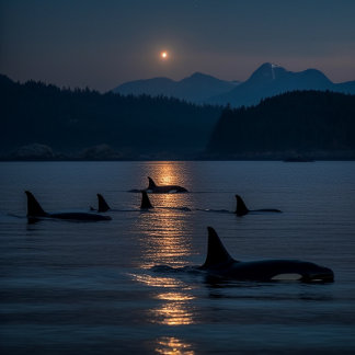 Killer Whales at Night - Orca Jigsaw Puzzle