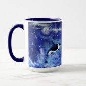 Killer Whales auf Blue Full Moon Coffee Tasse (Links)