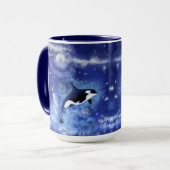 Killer Whales auf Blue Full Moon Coffee Tasse (Vorderseite Links)