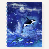 Killer Whales auf Blue Full Moon Notebook Notizblock (Vorderseite)