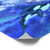 Killer Whales auf Blue Full Moon Poster Malerei (Ecke)