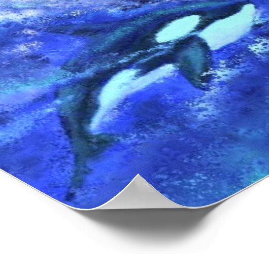 Killer Whales auf Blue Full Moon Poster Malerei (Ecke)