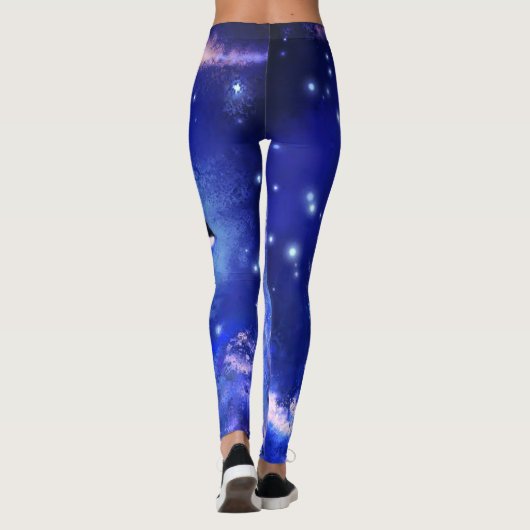 Killer Whales auf Vollmond Blue Night Leggings (Rückseite)