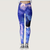 Killer Whales auf Vollmond Blue Night Leggings (Vorderseite)