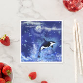 Killer Whales auf Vollmond Napkins Blau Serviette (Beispiel)