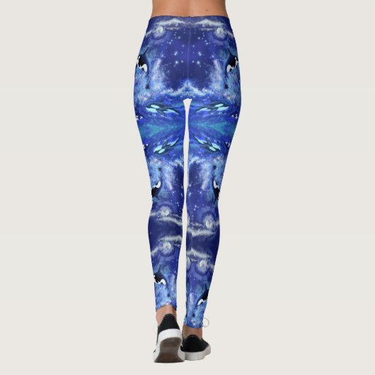 Killer Whales Blue Full Moon Mirror Leggings (Rückseite)