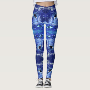 Killer Whales Blue Full Moon Mirror Leggings
