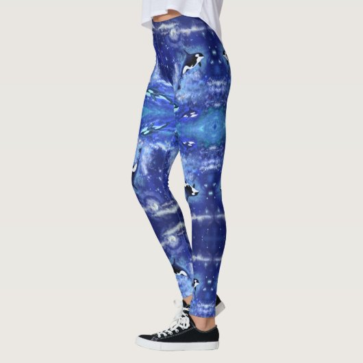 Killer Whales Blue Full Moon Mirror Leggings (Links)