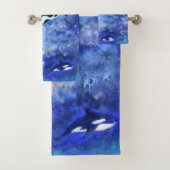 Killer Whales Blue Vollmond Badetuch Set (Insitu)