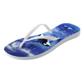 Killer Whales Flip Flops Blue Vollmond Badesandalen (Schrägansicht)