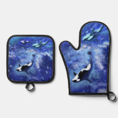 Killer Whales Oven Mitt & Pot Holder Set (Vorderseite)