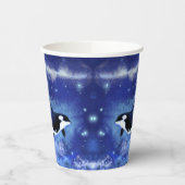Killer Whales Paper Cups Blauer Vollmond Pappbecher (Links)