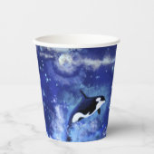 Killer Whales Paper Cups Blauer Vollmond Pappbecher (Vorderseite)