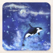 Killer Whales Paper Untersetzer Blue Vollmond Nach (Vorderseite)