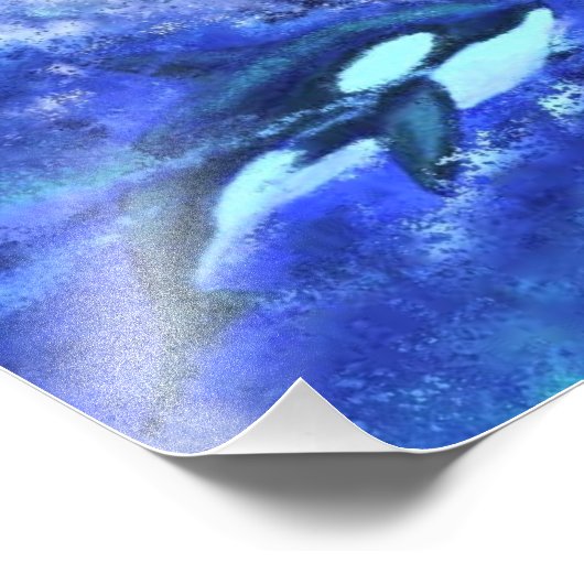 Killer Whales Poster Blue Vollmond (Ecke)