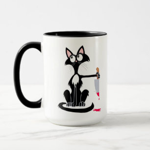 Killerkatze mit blutigem Messer Coffee Tasse