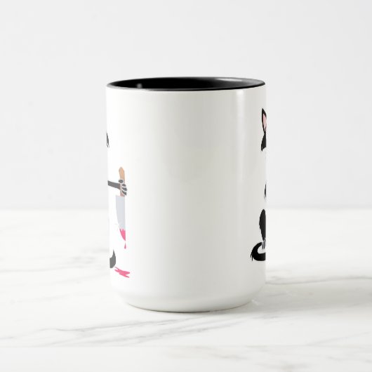 Killerkatze mit blutigem Messer Coffee Tasse (Zentrum)