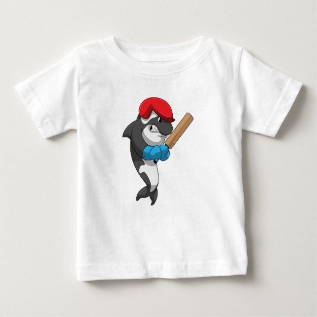 Killerwal auf Cricket mit Cricket-Fledermaus Baby T-shirt (Vorderseite)