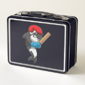 Killerwal auf Cricket mit Cricket-Fledermaus Metall Brotdose (Rückseite)