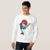 Killerwal auf Cricket mit Cricket-Fledermaus Sweatshirt (Vorne ganz)