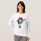 Killerwal auf Cricket mit Cricket-Fledermaus T-Shirt (Vorne ganz)