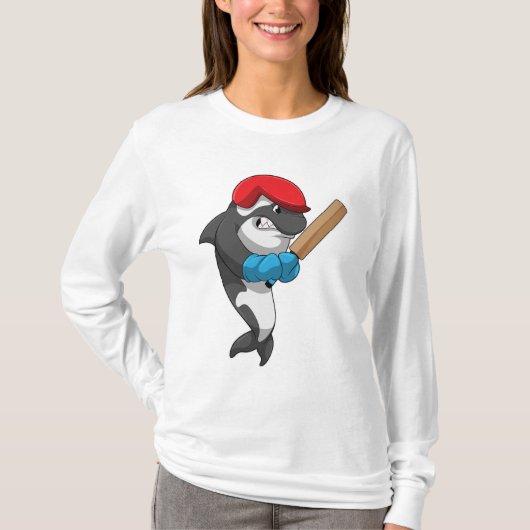 Killerwal auf Cricket mit Cricket-Fledermaus T-Shirt (Vorderseite)