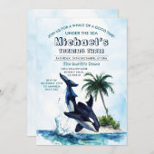 Killerwal eines schönen Meeres Geburtstag Einladung (Vorne/Hinten)