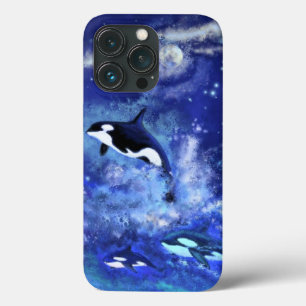 Killerwale auf Vollmond Blau Case-Mate iPhone Hülle