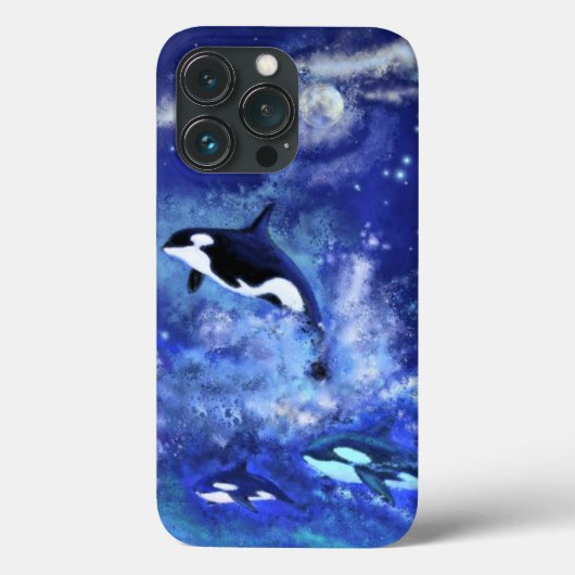 Killerwale auf Vollmond Blau Case-Mate iPhone Hülle (Rückseite)